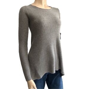 Gray Ribbed Knit Sweater